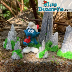 5 x mini formazioni rocciose selezionate casualmente – Prodotto decorativo per Puffi – Puffo non incluso