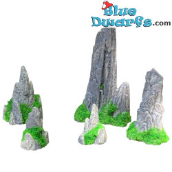 5 x mini formazioni rocciose selezionate casualmente – Prodotto decorativo per Puffi – Puffo non incluso
