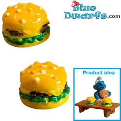 2x Hamburger in Miniatura in Resina - Prodotto Decorativo per Puffi - Puffo Non Incluso - 2 x 2 cm