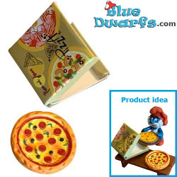 Pizza Miniatures avec leur Boîte - Produit de Décoration pour Schtroumpfs - Schtroumpf Non Inclus - 33 mm
