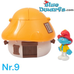 Casa Fungo Arancione dei Puffi con Miniatura del Puffo Pompiere – Giochi Preziosi – 7,5 cm