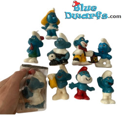 Set de 9 velas – 9 cm – Marca: Gies Kerze – Moldes Schleich – Los Pitufos