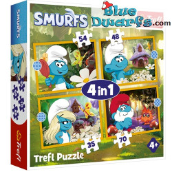 4 in 1 Puzzle dei Puffi - La Vita nel Villaggio dei Puffi - 35, 48, 54, 70 Pezzi