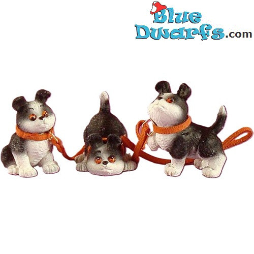 Los tres pequeñines – Cachorros unidos por una correa – Figura de perro Rufus – Parastone – 4 cm