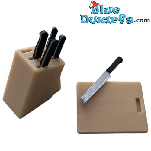 Set di Coltelli in Miniatura - Prodotto Decorativo per Puffi - Puffo Non Incluso - 2,7 x 2 cm