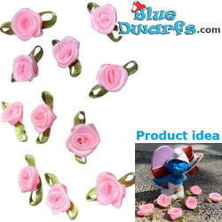 10 x Mini Fiori Rosa - Prodotto Decorativo dei Puffi - Puffo Non Incluso