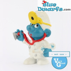 20037: Dokter Smurf - gele stethoscoop variant - Schleich - 5,5cm - Zeer goede conditie