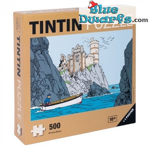 Tintin Puzzle - Tintin on a boat approaching Black Island - Includes poster - Tintinimaginatio - 500 pieces