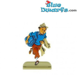 Tintin escaping The Red Sea Sharks – Embossed Metal Figurine of Tintin – Tintinimaginatio – 3.5 x 5.5 cm