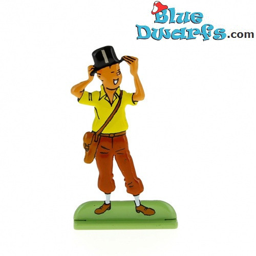 Tintin avec Haut-de-Forme – Les Cigares du Pharaon – Figurine en Métal Embossé de Tintin – Tintinimaginatio – 3,5 x 6 cm