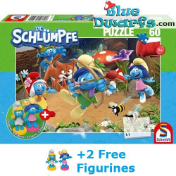 Schlumpf-Puzzle mit Schlumpf-Figuren - Azrael im Schlumpfhaus - Schmidt - 60 Teile