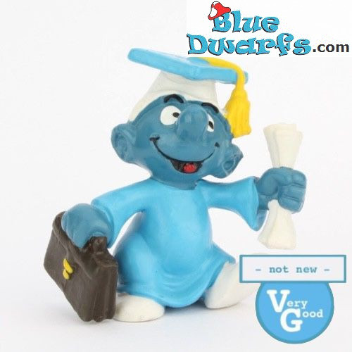 20130: Puffo laureato - toga blu - Schleich - 5,5cm - Condizione molto buone