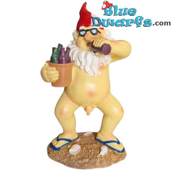 Kabouter met emmer vol bierflesjes – Ondeugende Kabouter Beeldjes – Polyresin – 28 cm