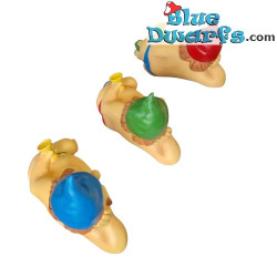 Girl Dwarf lying on her side with blue Hat - Naughty Dwarfs figurines - Polyresin - 13,5 cm