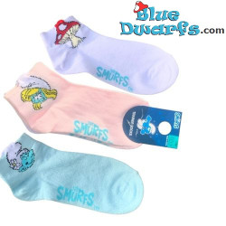 3x Smurfs Socks Set - Smurfette, Vanity Smurf and Mushroom - The Smurfs Training Socks - 35-38