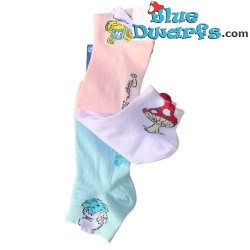 Set de 3 Calcetines de los Pitufos - Pitufina, Pitufo Vanidoso y Seta - Calcetines Deportivos de los Pitufos - Talla 35-38