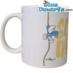 Graffiti-Schlumpf mit Seil - Scheiß da nix - Die offizielle Schlumpf-Tasse - Porzellan - Bavaria Shop - 330 ml