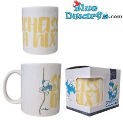 Graffiti Smurf met Touw - Scheiß da nix - De officiële Smurfenmok - Porselein - Bavaria Shop - 330 ml