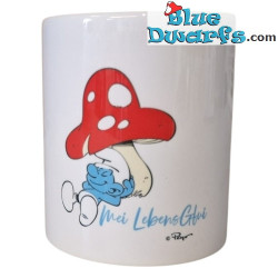 Pitufo bajo la seta - No lo pongas abajo - La taza oficial de Los Pitufos Porcelana - Bavaria Shop - 330 ml