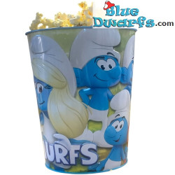 Seau à pop-corn Les Schtroumpfs – Métal – Produits dérivés du film Les Schtroumpfs – Intérieur bleu clair – 2025 – 21 cm