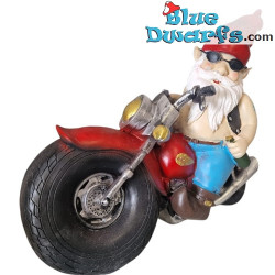 Motorrad-Zwerg mit Sonnenbrille – Freche Zwergenfiguren – Polyresin – 28 cm