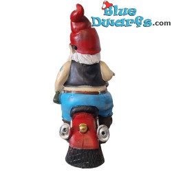 Motorkabouter met zonnebril – Ondeugende Kabouter Beeldjes – Polyresin – 28 cm