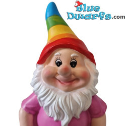 Zwerge mit regenbogenfarbenen Mützen – Freche Zwergenfiguren – Polyresin – 16,5 cm