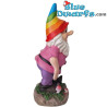 Zwerge mit regenbogenfarbenen Mützen – Freche Zwergenfiguren – Polyresin – 16,5 cm