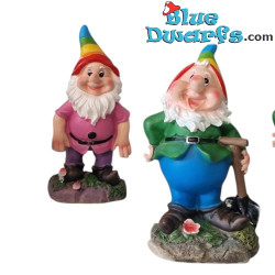 Nains avec des bonnets aux couleurs de l’arc-en-ciel – Figurines de Nains Coquins – Polyrésine – 16,5 cm