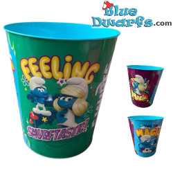 Cubo de palomitas de Los Pitufos – Hora de la MAGIA – Metal – Merchandising de la película Los Pitufos – Interior turquesa