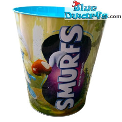 Cubo de palomitas de Los Pitufos – Metal – Merchandising de la película Los Pitufos – Interior azul claro – 2025 – 21 cm