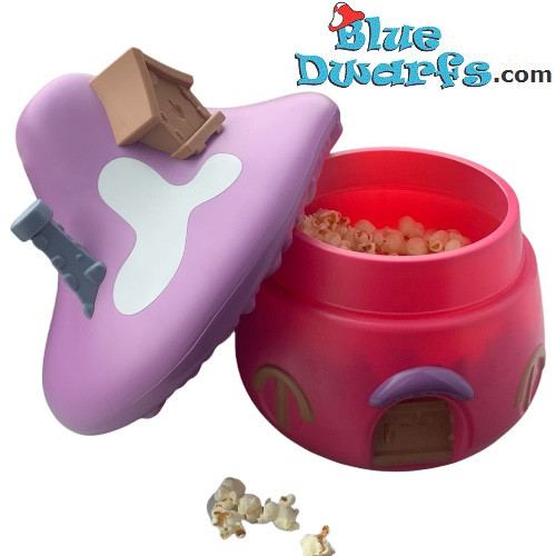 Casa de Pitufina – "Cubo" de palomitas – Morado / Rosa – 26 cm