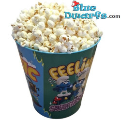 Secchiello per popcorn I Puffi – È l’ora della MAGIA – Metallo – Merchandising del film I Puffi – Interno turchese