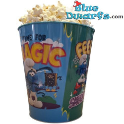 Seau à pop-corn Les Schtroumpfs – L’heure de la MAGIE – Métal – Produits dérivés du film Les Schtroumpfs – Intérieur turquoise
