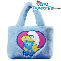 Borsetta di peluche di Pufetta - Cuore ricamato - Merchandising del film I Puffi - 18x8x24 cm