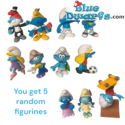 Coffret de jeu de 5 Schtroumpfs différents – choisis au hasard – Jakks Pacific – env. 7 cm