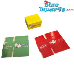 3x Cajas de cartón - Decoración de los Pitufos - Pitufo no incluido - 4x2,5x3 cm