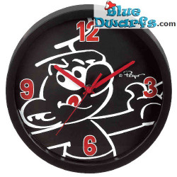 Pitufo negro *reloj de pared* (+-/ 25 cm)