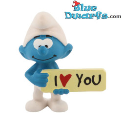 20823: Smurf with sign: "I Love You" (2020) - Schleich - 5.5cm
