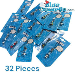 Plastic smurf pendant: 32x Smurf (+/- 2,5 cm)