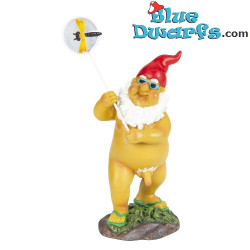 Nano con cappello rosso che cattura una farfalla - Statuine dei Nani Birichini - Poliresina - 17,5 cm