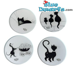 4x Dubout Katzen Untersetzer - Metallhalter - Kratzfest - Parastone - 10 cm