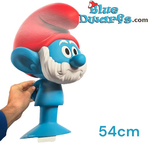 Papá Pitufo – Expositor de cartón – Supermercado Plus – Impresión a doble cara – 54 cm