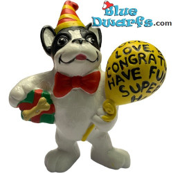 Franse Bulldog met verjaardagsballon - Hondenfiguurtje - Bullyland - +/- 7cm