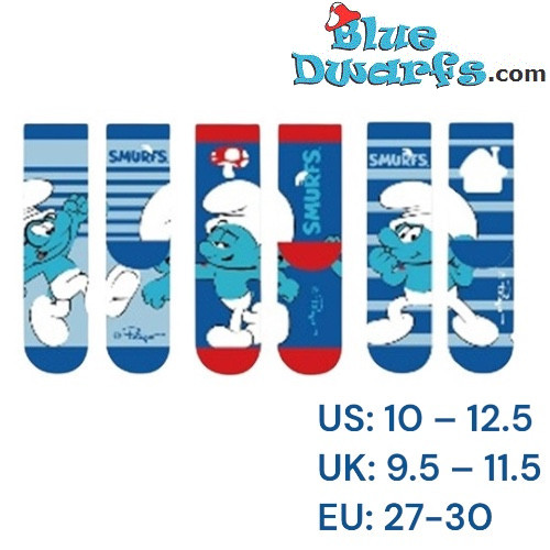 Lot de 3 Paires de Chaussettes Les Schtroumpfs - Chaussettes Enfant Schtroumpfs - Produits Dérivés Schtroumpfs - Taille 27/30