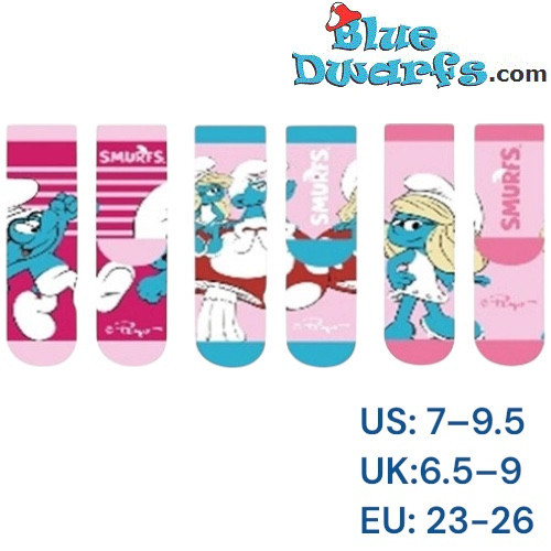 Lot de 3 Paires de Chaussettes Les Schtroumpfs - Chaussettes Enfant Schtroumpfs - Produits Dérivés Schtroumpfs - Taille 23/26