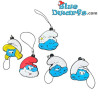 Set di 5 Ciondoli per Cellulare da Collezione dei Puffi - Facce dei Puffi - 5 cm