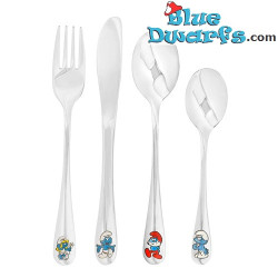 The Smurfs Stainless Steel Cutlery with Enamel Set - Nordahl Andersen - 4 Pieces