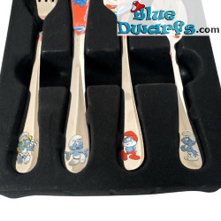 Set de Cubiertos de Acero Inoxidable con Esmalte de Los Pitufos - Nordahl Andersen - 4 Piezas