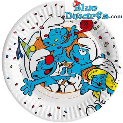 8 x Composteerbare feestborden van de Smurfs - Verjaardagsfeestartikelen van de Smurfs - Ciao - 18 cm